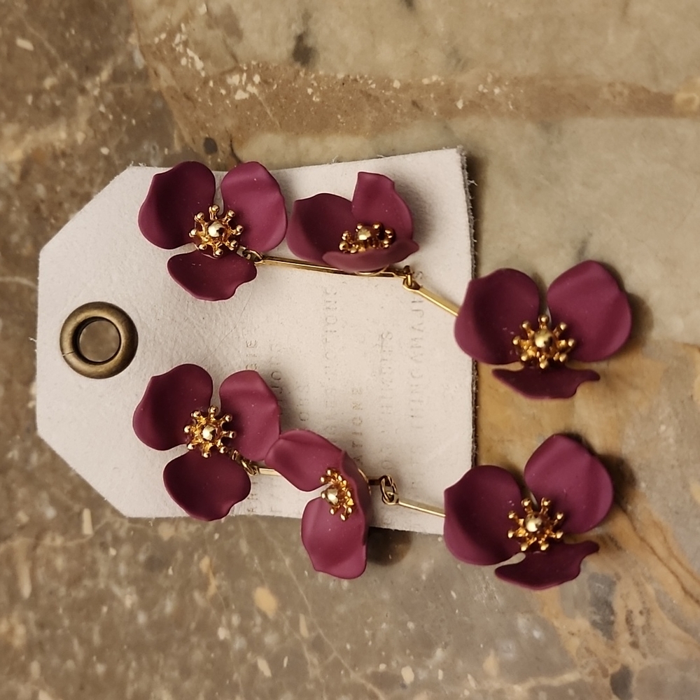 Anthropologie Flower Drop Earrings